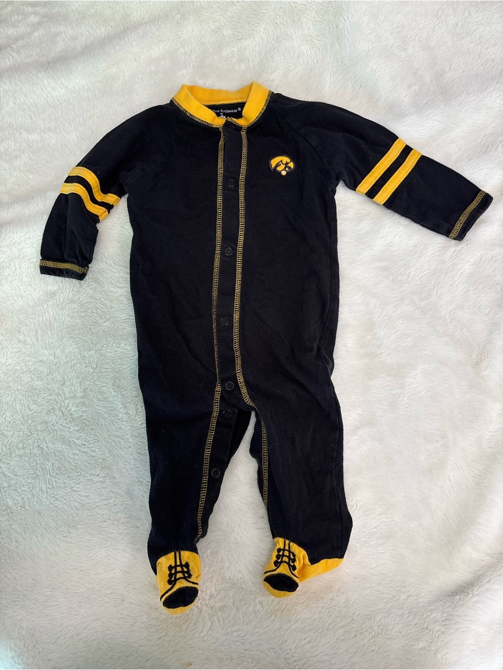 Hawkeye Iowa 3-6 months One-Piece Footed Pajamas with Team Logo